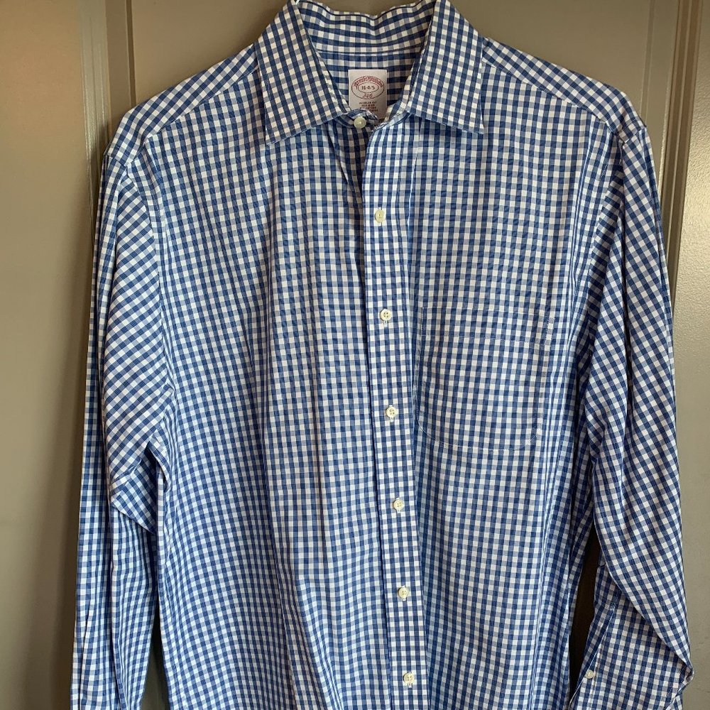 White and Blue Plaid Brooks Brothers Button Down